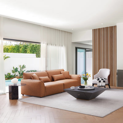 Milano Moda Minimalist Brown Sofa-Brown