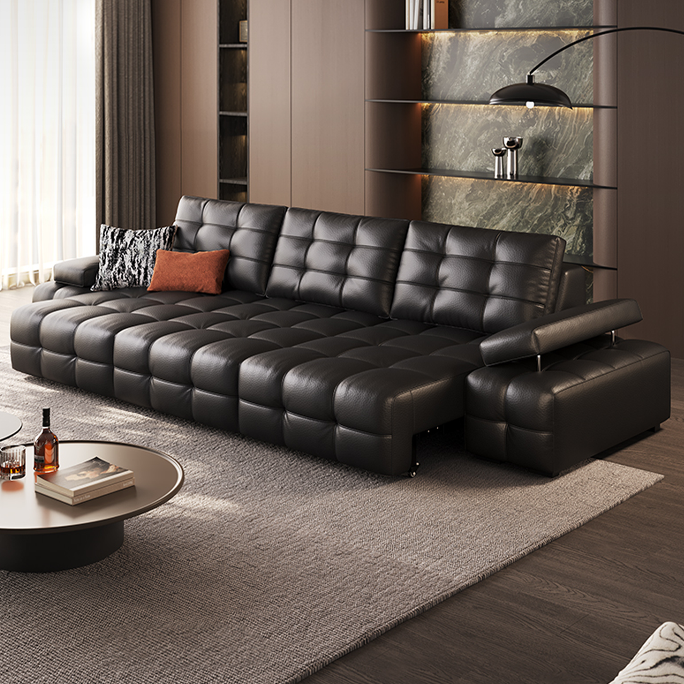 Titan Tufted Leather Electric Sofa Bed