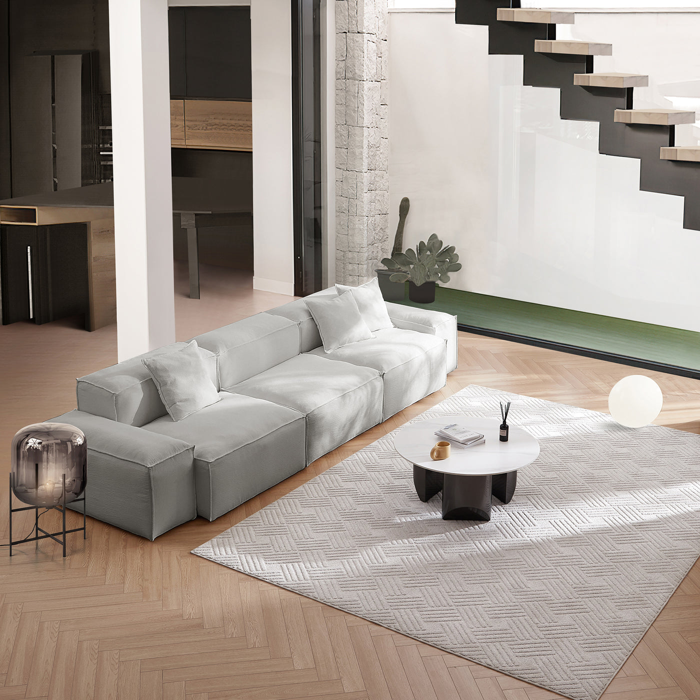 Freedom Modular Gray Sofa-Gray