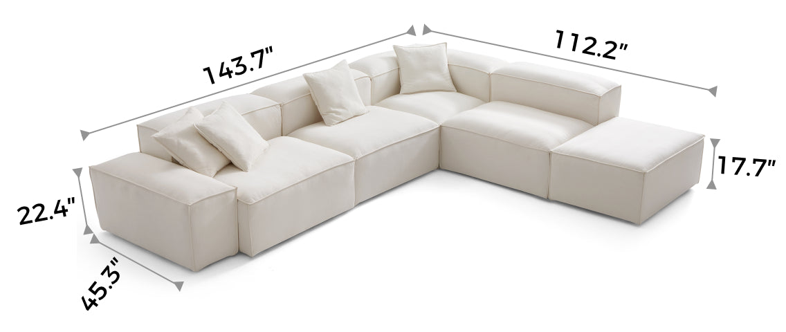 Freedom Modular Beige L-Shaped Sectional and Ottoman