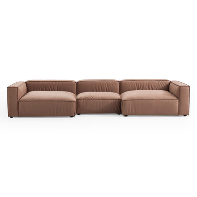 Luxury Minimalist Brown Fabric U Shaped Sectional Sofa-Brown-151.2"
