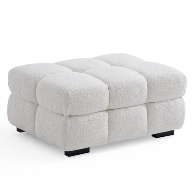 Cushy Cream Boucle Fabric Tufted Sofa-White