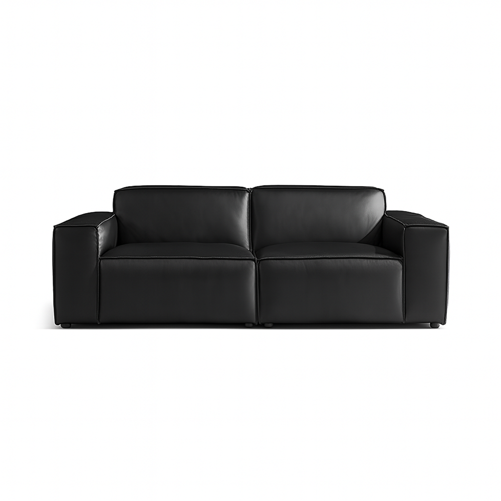 Kendall Italian Top Grain Leather Sofa-Black-94.5"