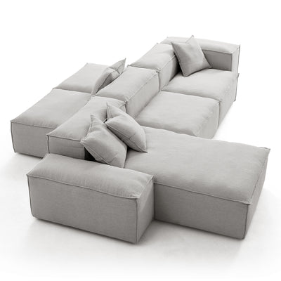 Freedom Modular Khaki Double Sided Sectional Sofa-Gray-143.7″-Low & High