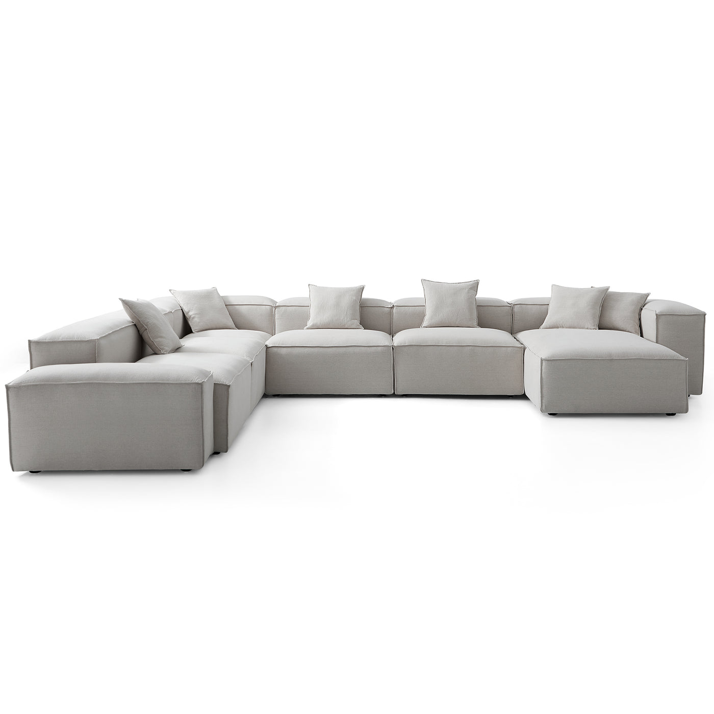 Freedom Modular Gray U Shaped Sectional Sofa-Gray-181.1"-Low & High