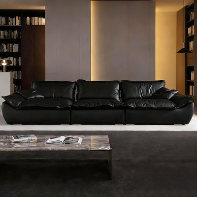 Raisa Vintage Leather Sailboat Sofa-Black