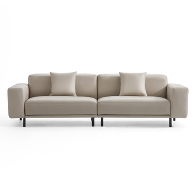 Noble Dark Gray Leather Sofa And Ottoman-Beige