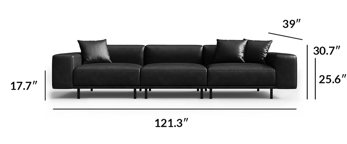 Noble Black Leather Sofa and Ottoman
