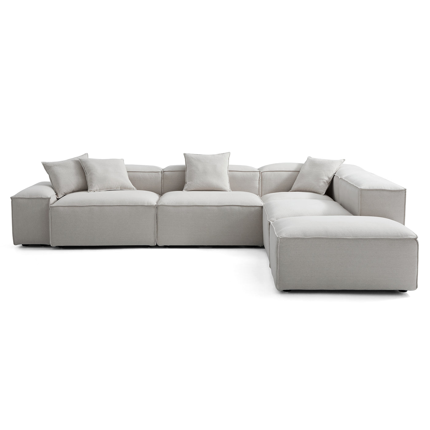 Freedom Modular Gray L Shaped Sectional and Ottoman-Gray-143.7"-Low