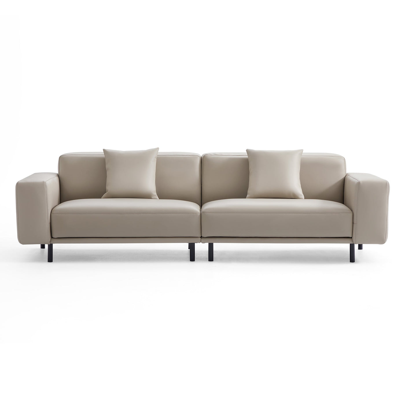 Noble Dark Gray Leather Sofa-Beige-111″