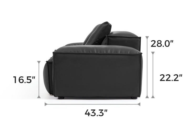 Flex Modular Black Genuine Leather Armchair