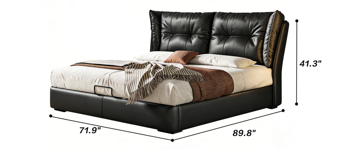 Avelle Black Leather Bed
