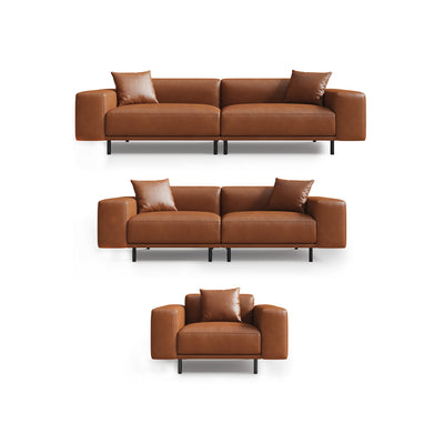 Noble Dark Gray Leather Sofa Set