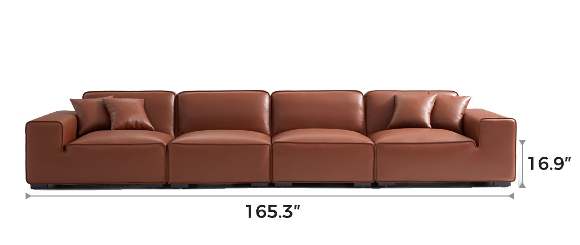 Domus Modular Brown Leather Sofa