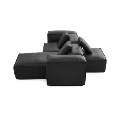 Flex Modular Black Genuine Leather Double Sided Sectional-Black-105.5"-High