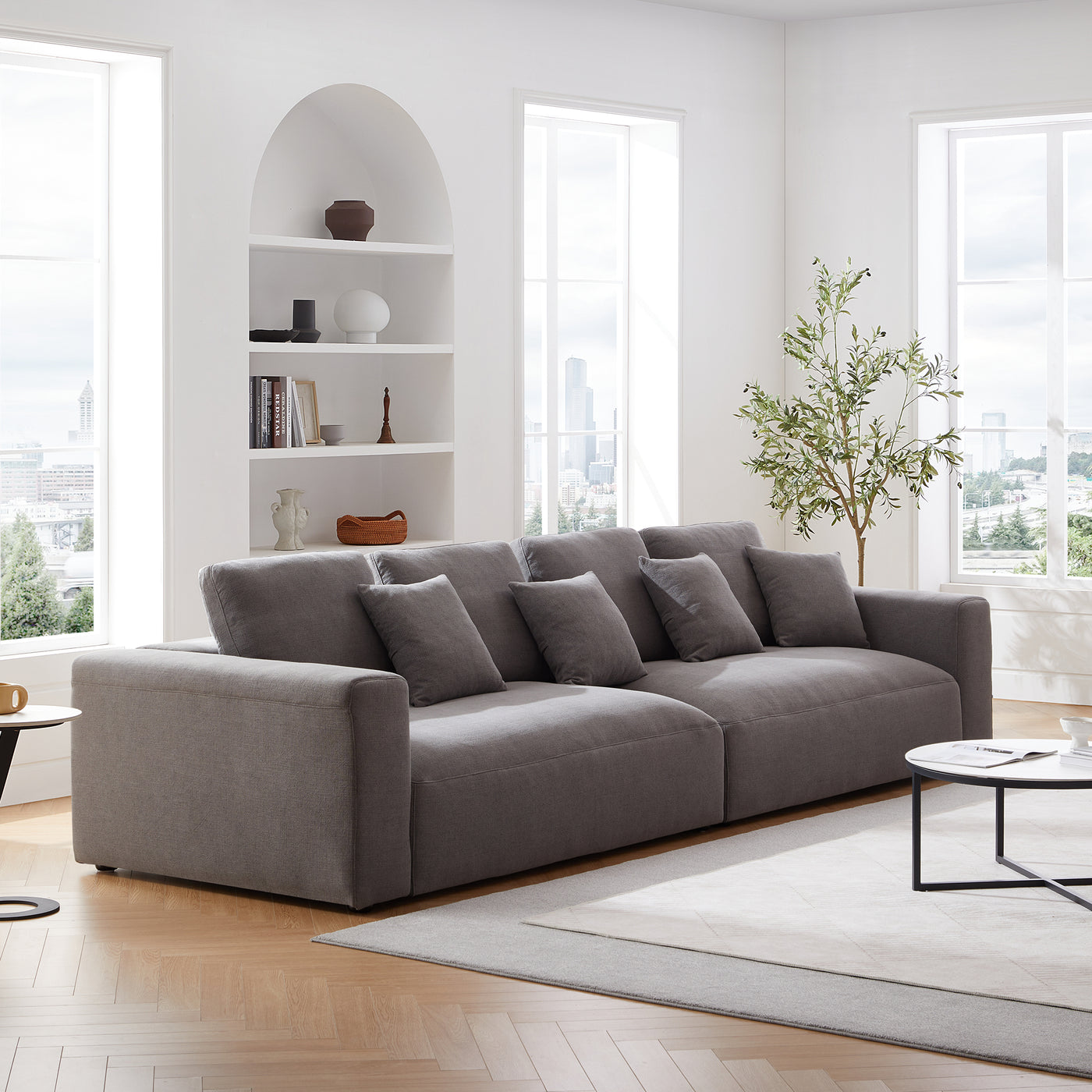 Nathan Modular Dark Gray Natural Linen Sofa-Dark Gray