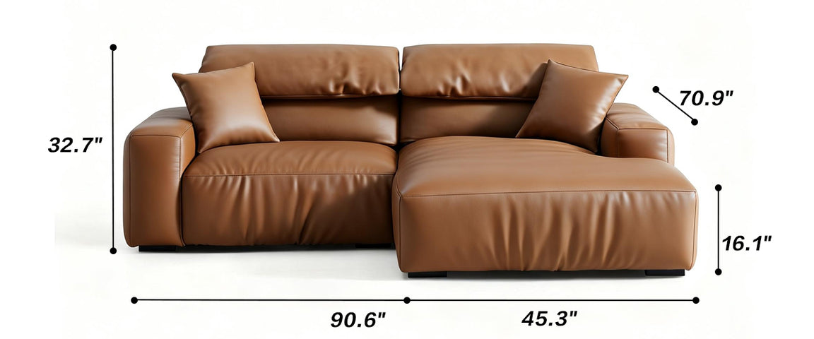 Chestnut Tan Leather Sectional