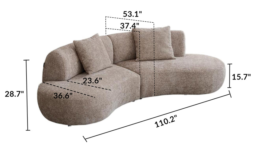 Nestled Curved Open-End Sectional Sofa
