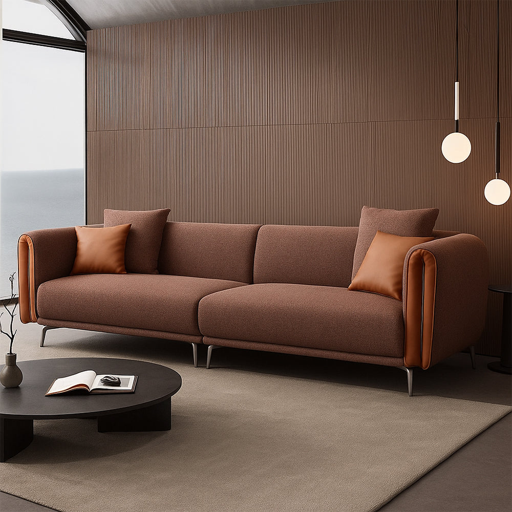 Chas Tangerine Polyester Linen Loveseat