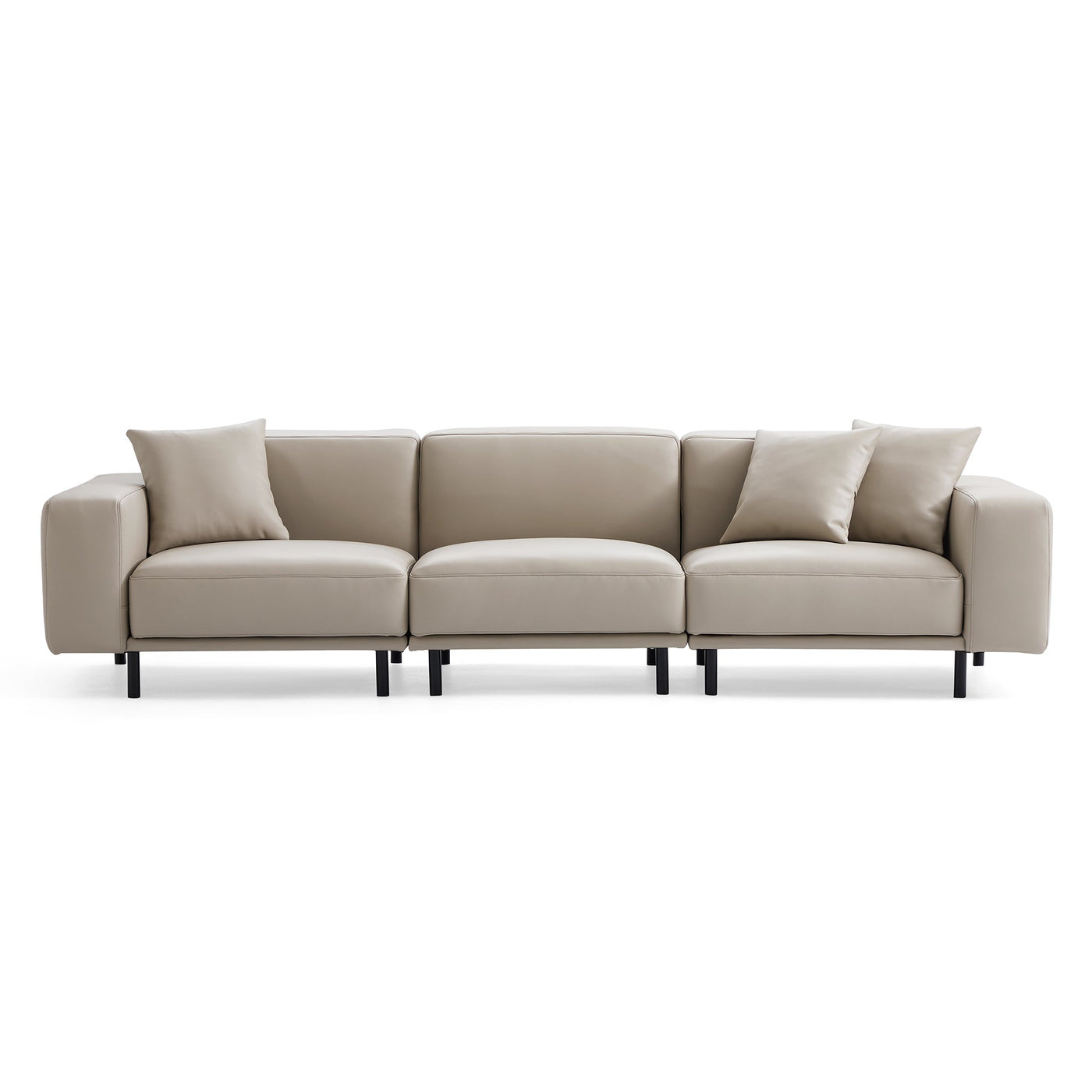 Noble Dark Gray Leather Sofa-Beige-121.3″