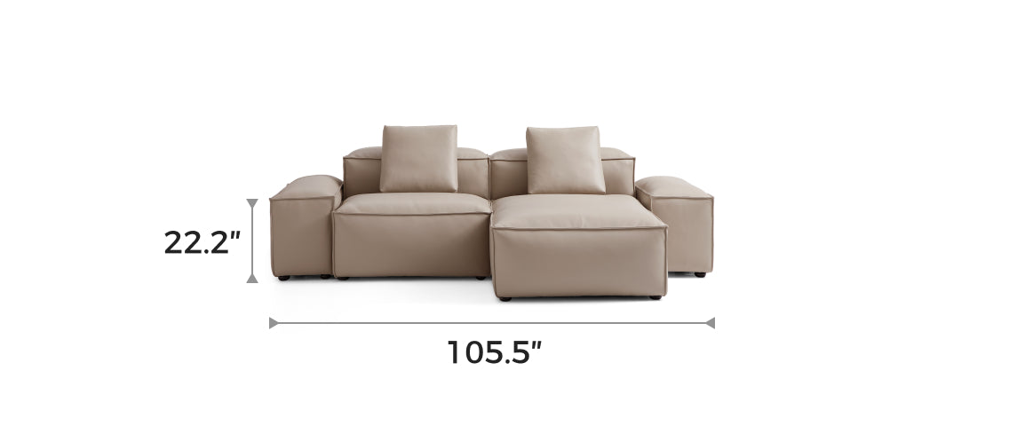 Flex Modular Khaki Genuine Leather Double-Sided Sectional