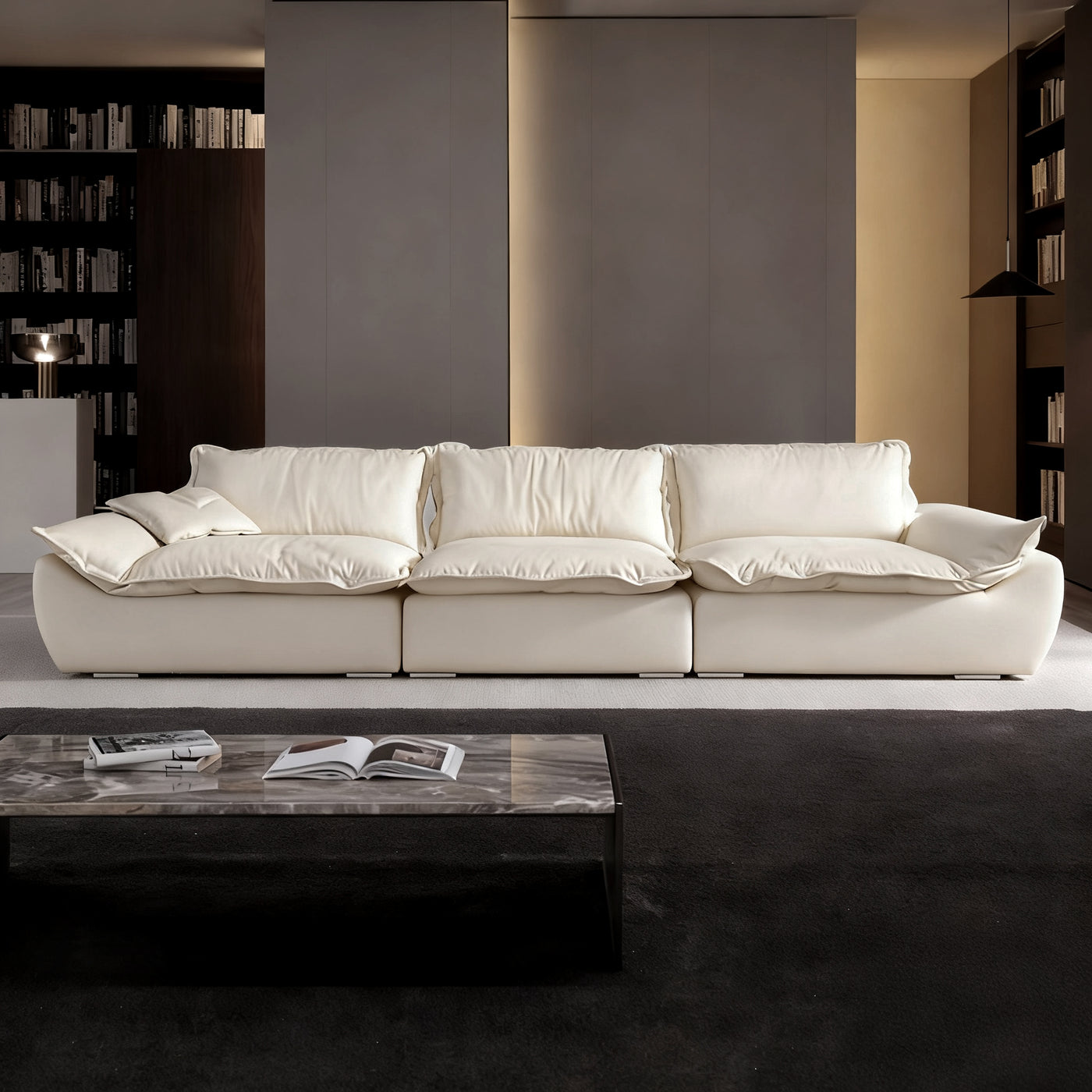 Raisa Vintage Leather Sailboat Sofa-Beige