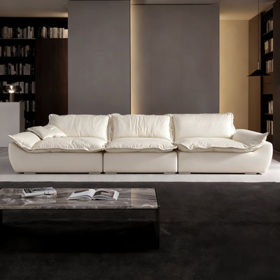 Raisa Vintage Leather Sailboat Sofa-Beige