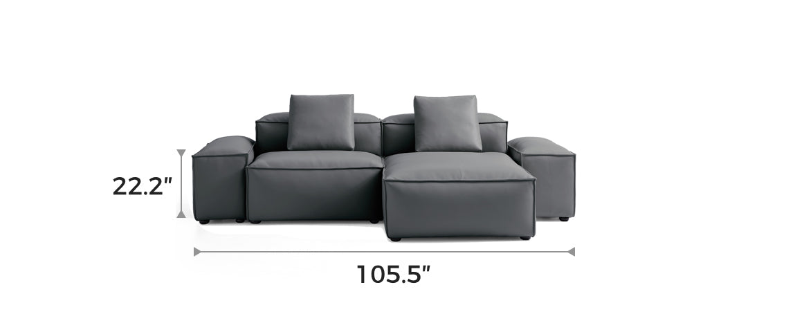 Flex Modular Dark Gray Genuine Leather Sectional