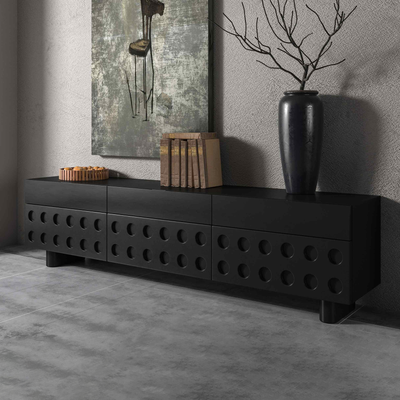 Circular Pattern Walnut TV Stand