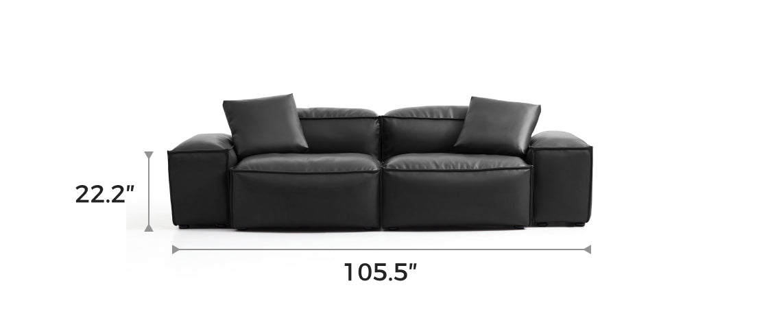 Flex Modular Black Genuine Leather Sofa