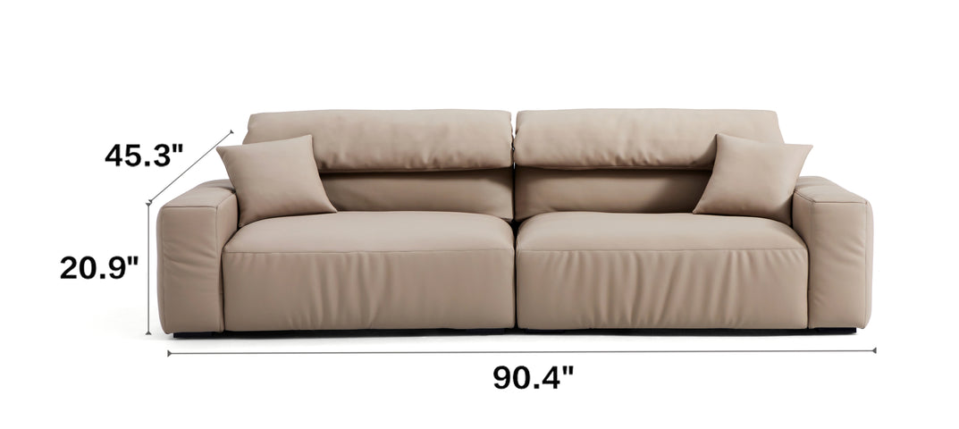 Chestnut Khaki Leather Sofa