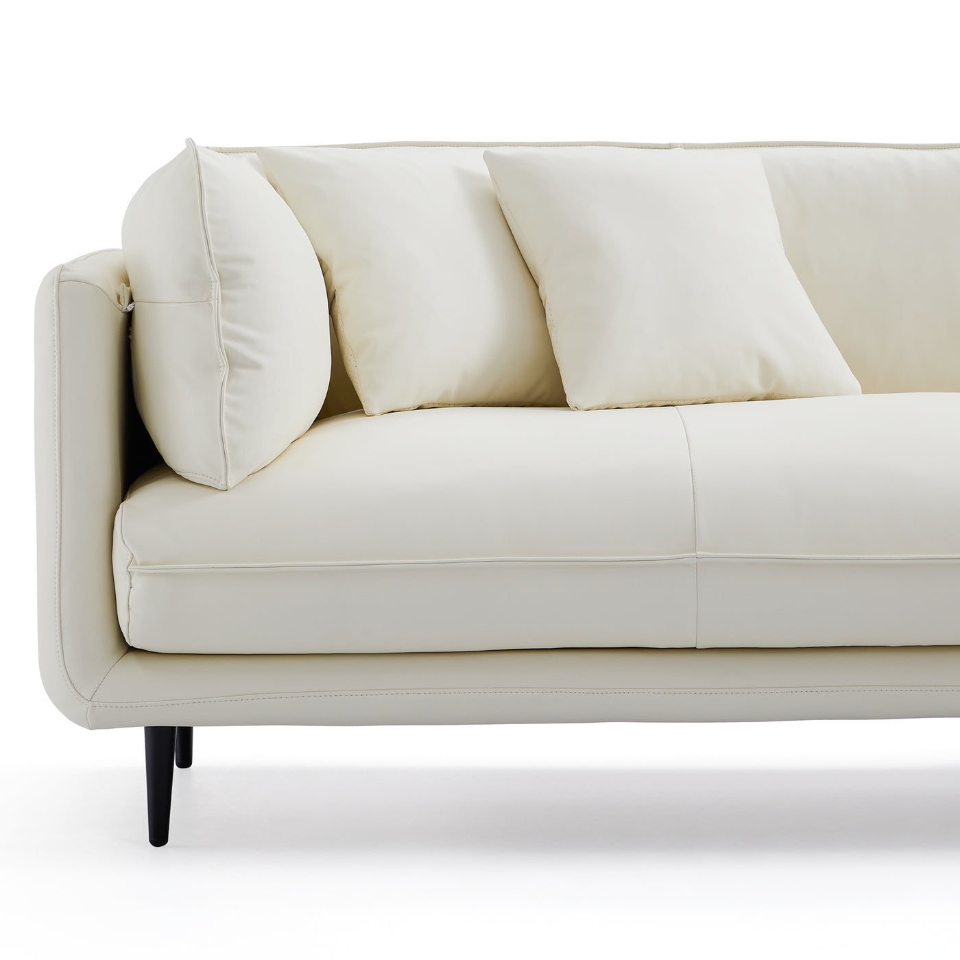 Vanilla White Leather Sofa-White
