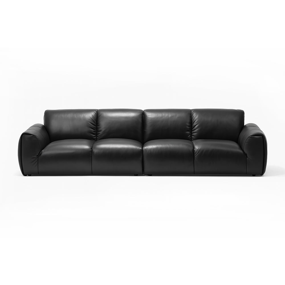 Rex Leather Sofa-Black-98.4″