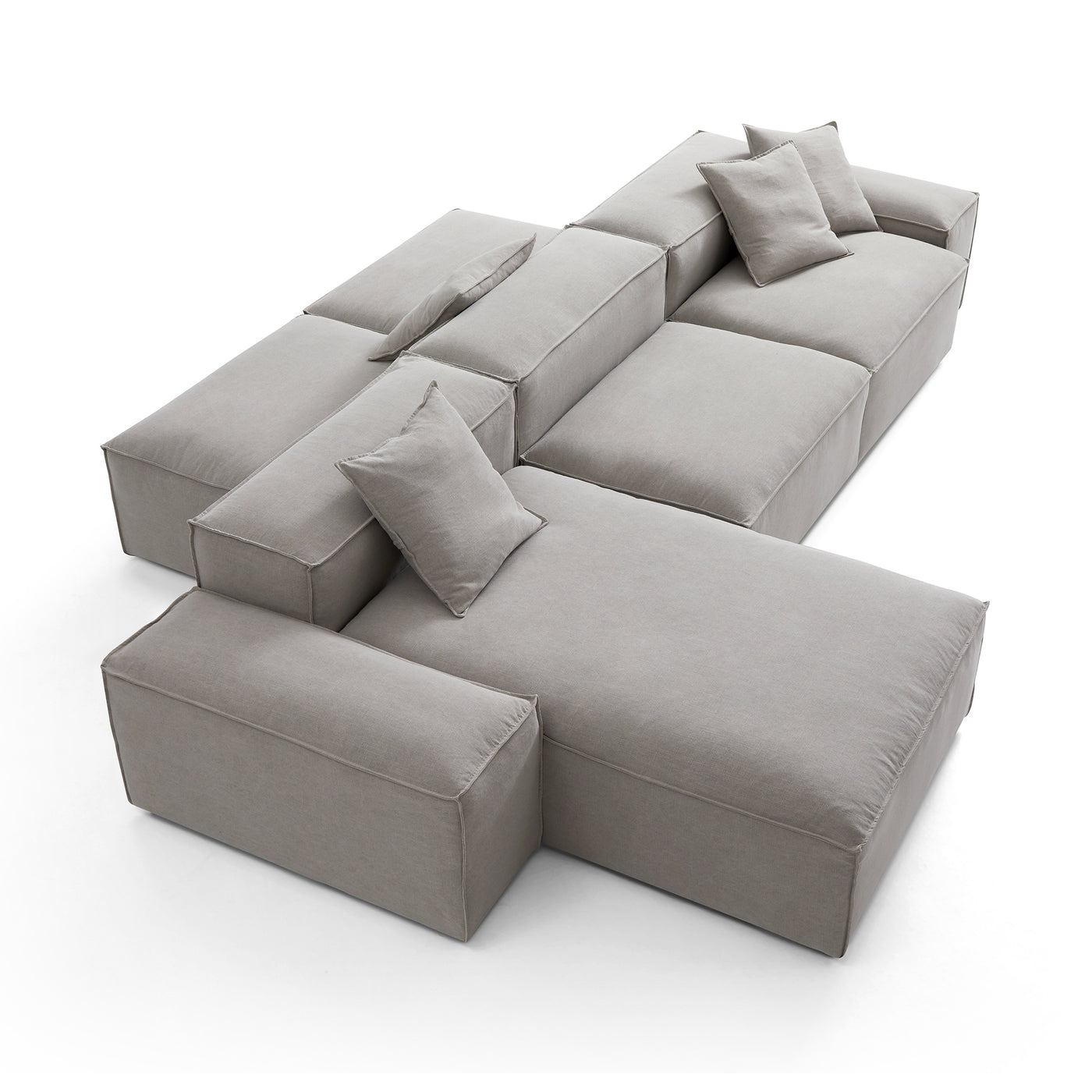 Freedom Modular Double Sided Sectional Sofa-New Gray-143.7"-Low