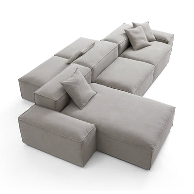 Freedom Modular Double Sided Sectional Sofa-New Gray-143.7"-Low