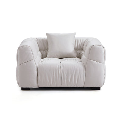 Boba Cream Leathaire Armchair-White