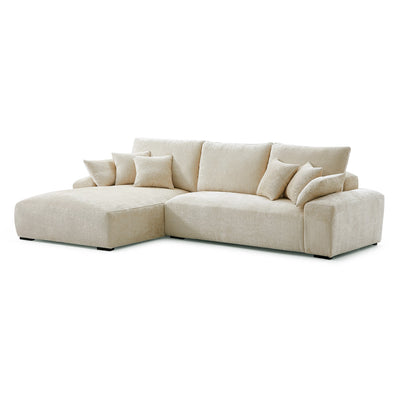 The Empress Gray Sectional-Beige-115.4"-Facing Left