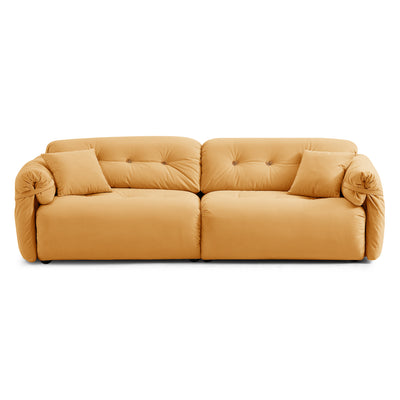 Butter Yellow Tufted Sofa-yellow