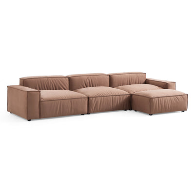 Luxury Minimalist Brown Fabric Sofa and Ottoman-hidden