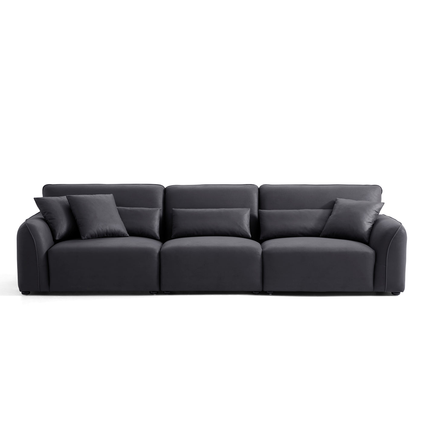 Milano Moda Minimalist Black Sofa-Black-122.0"