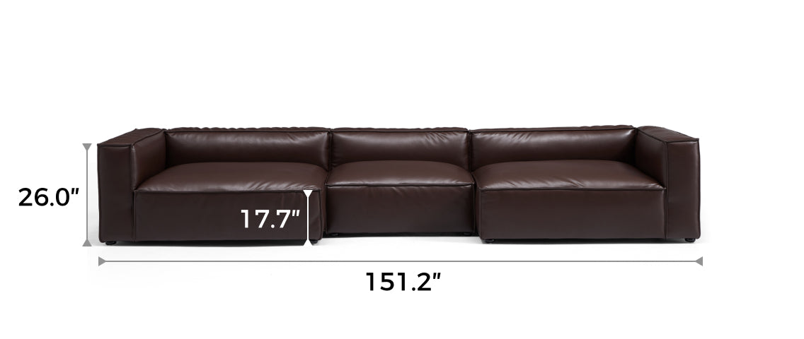 Luxury Minimalist Dark Brown Leather U-Shaped Sectional