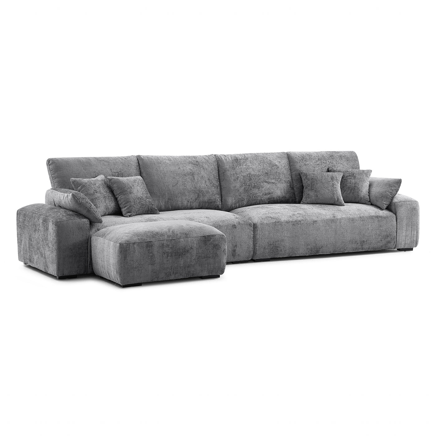 The Empress Yellow Sofa and Ottoman-Gray-140.1"