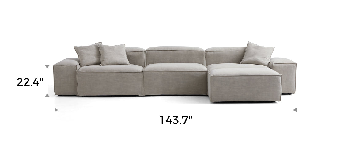 Freedom Modular New Gray Sofa with Ottoman