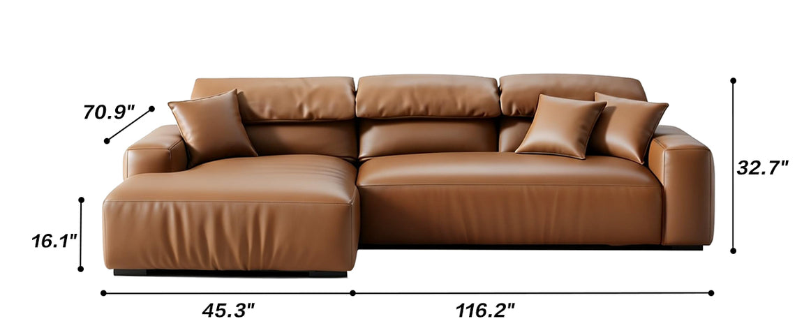 Chestnut Tan Leather Sectional