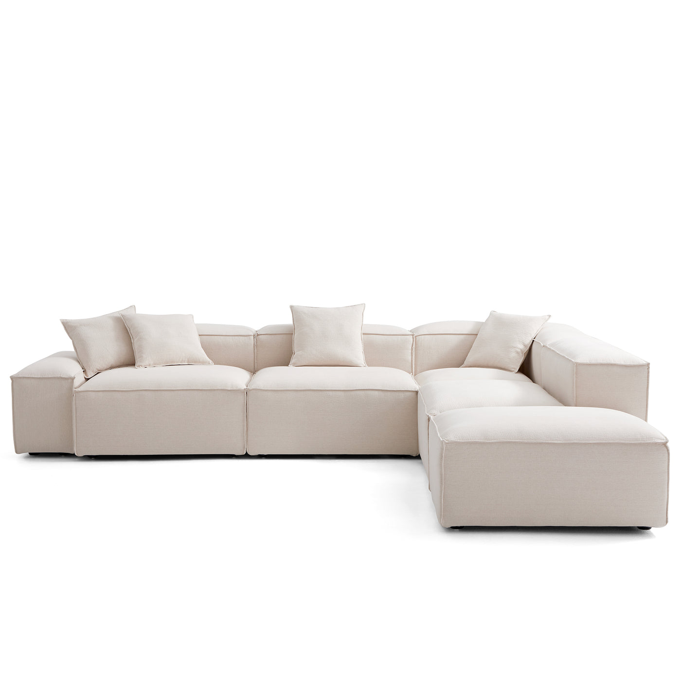 Freedom Modular Khaki L Shaped Sectional and Ottoman-Khaki-143.7"-Low