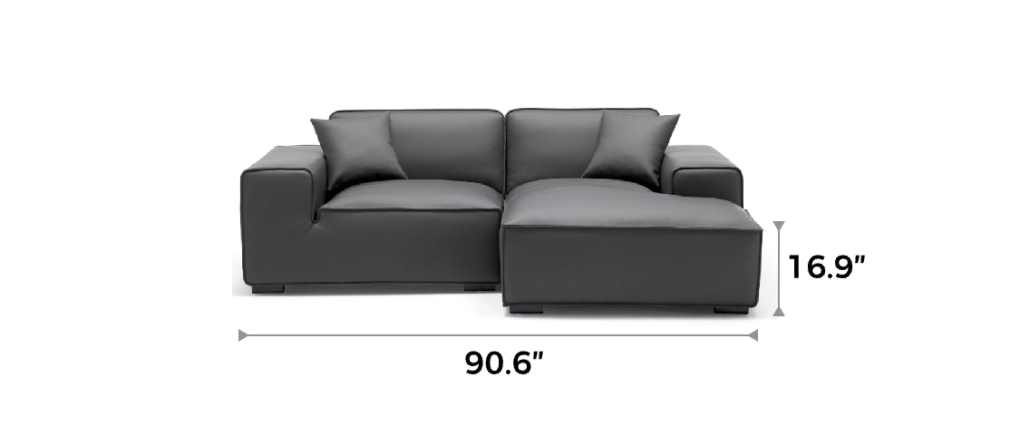 Domus Modular Dark Gray Leather Sectional Sofa