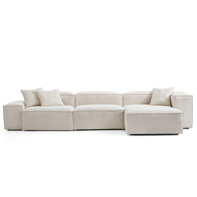 Freedom Modular Sofa with Ottoman-Beige-143.7"-Low & High