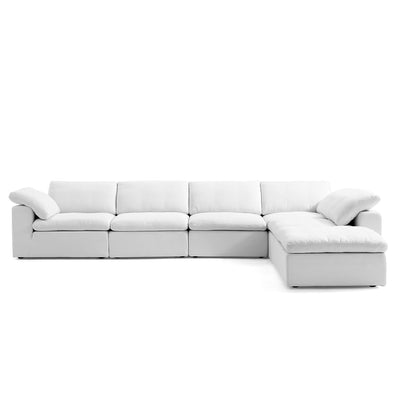 Tender Wabi Sabi Sand L Shaped Sectional and Ottoman-White-165.4"