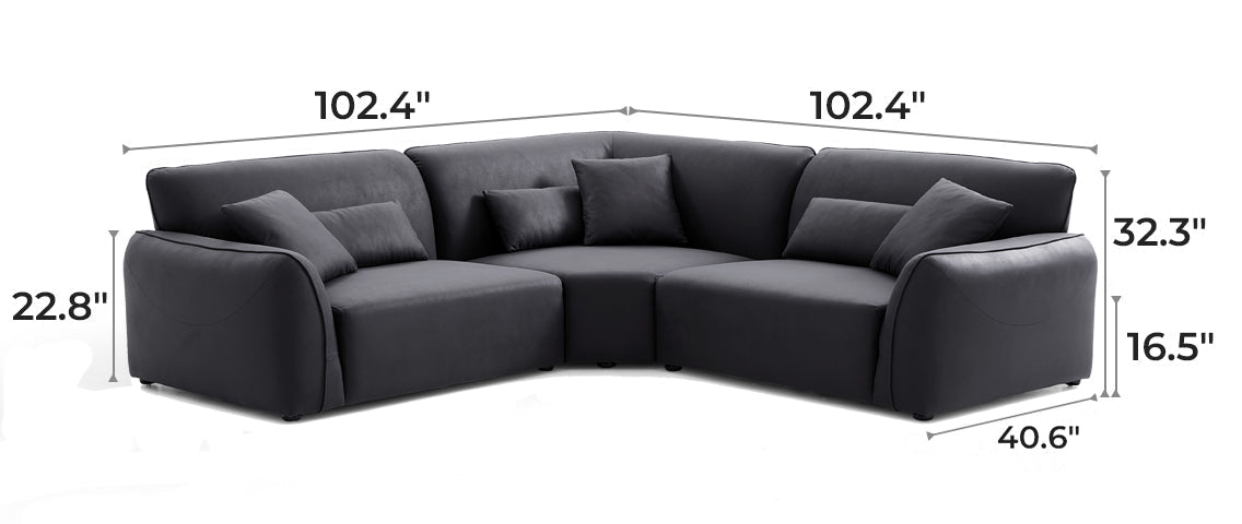 Milano Moda Minimalist Black Corner Sofa