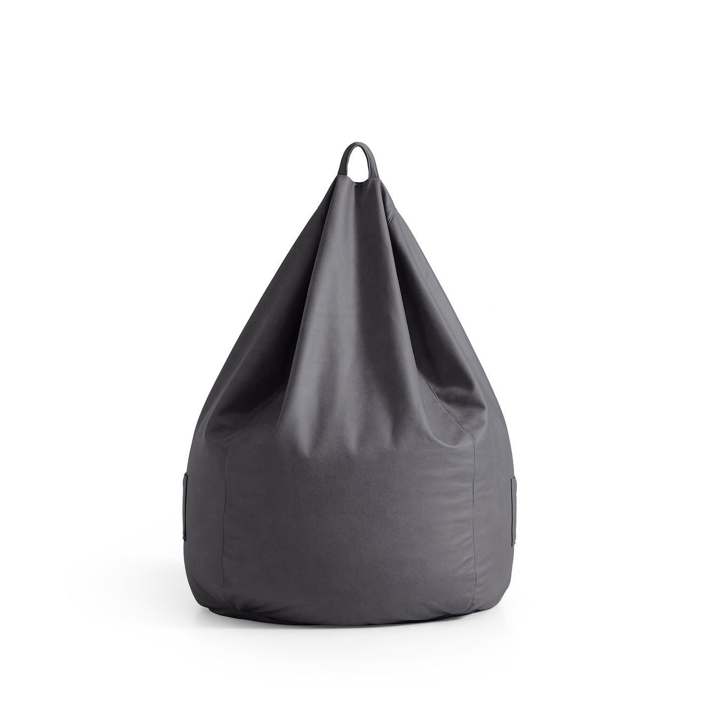 Litton Gray Leathaire Bean Bag-Dark Gray